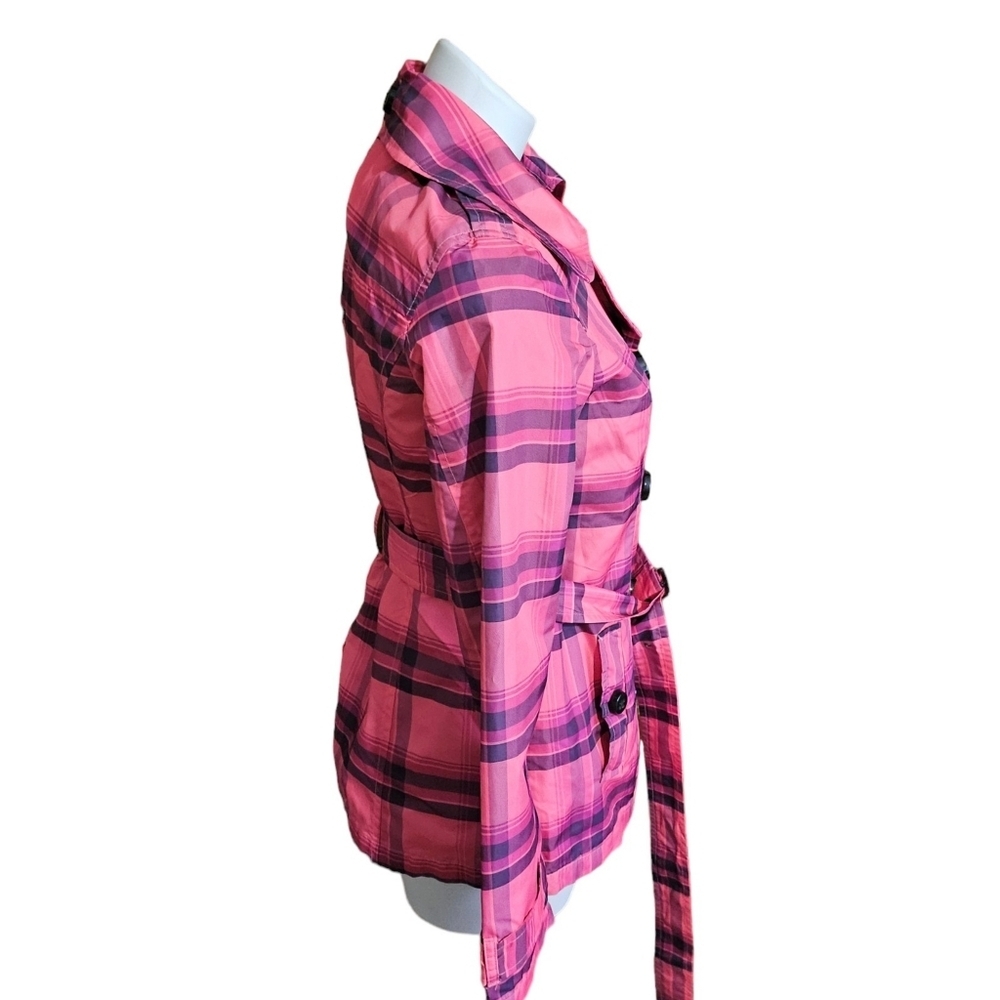Pink Envelope Plaid Double Breasted Jacket Pink Size M - Picture 2 of 16